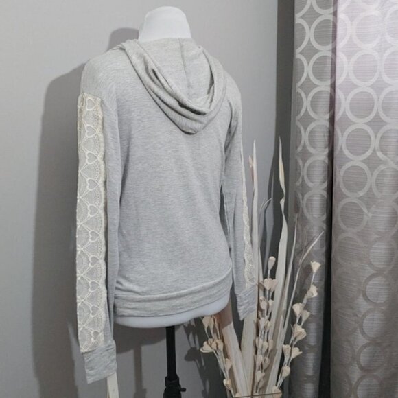 NWT FLORA NIKROOZ gray lace loungewear hoodie sweatshirt - Picture 3 of 16